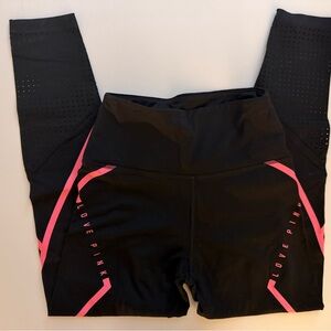 PINK Victoria's Secret Black Active Leggings with Pink Branding